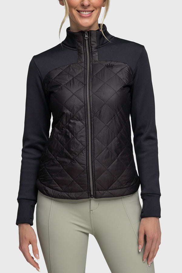 Quilted Front Black Full Zip Jacket