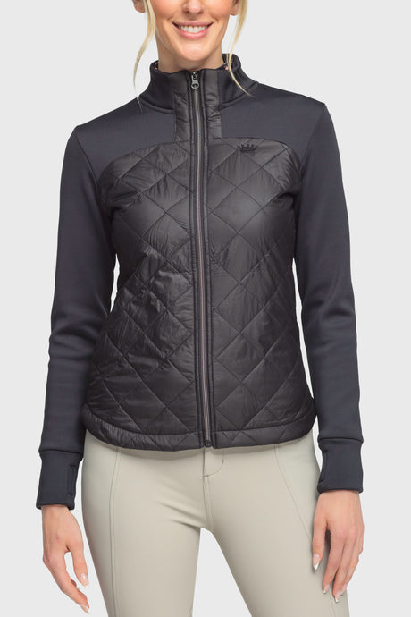 Black Quilted Front Full Zip Jacket - [Kastel]
