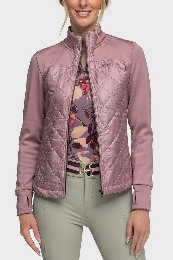 Quilted Front Dusty Mauve Full Zip Jacket-Kastel Denmark US