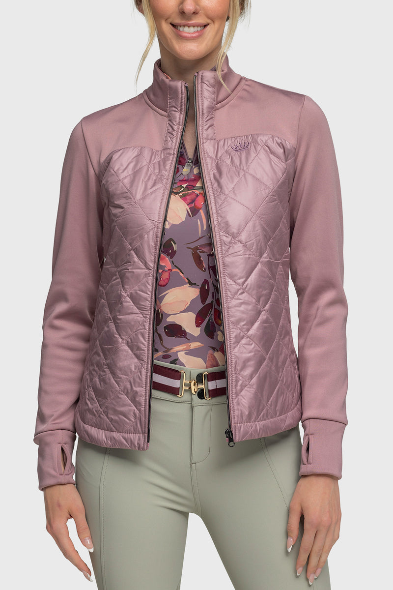 Dusty Mauve Quilted Front Full Zip Jacket - [Kastel]