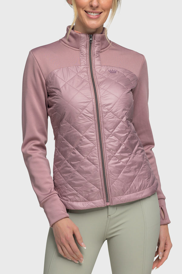 Quilted Front Dusty Mauve Full Zip Jacket-Kastel Denmark US