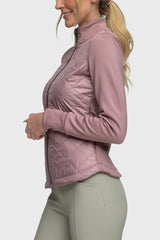 Quilted Front Dusty Mauve Full Zip Jacket