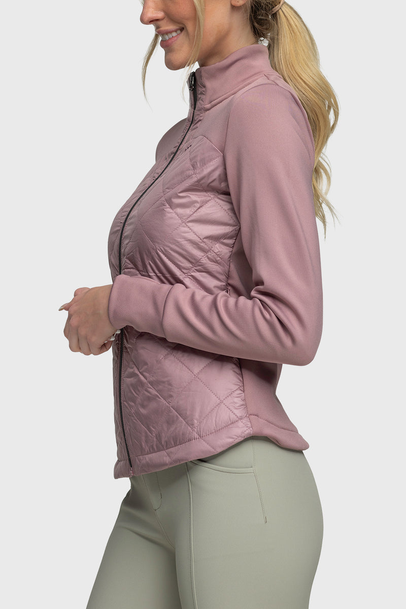 Dusty Mauve Quilted Front Full Zip Jacket - [Kastel]