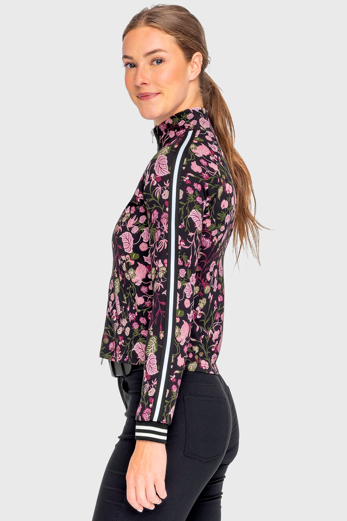 Black Modern Begonia Full Zip Track Jacket - [Kastel]