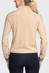 Long Sleeve Full Zip Sand Track Jacket with Trim