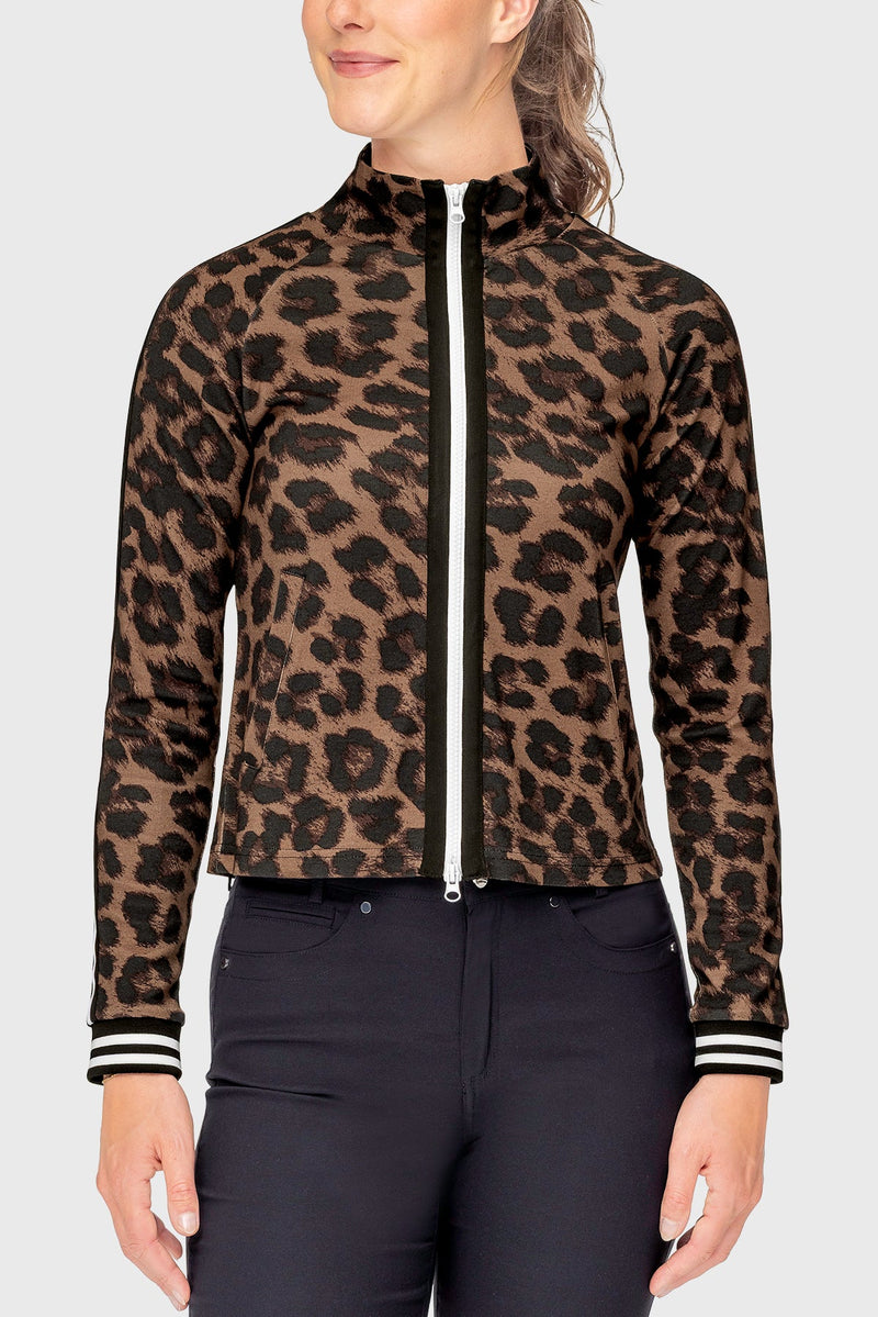 Espresso Leopard Full Zip Track Jacket Kastel Denmark