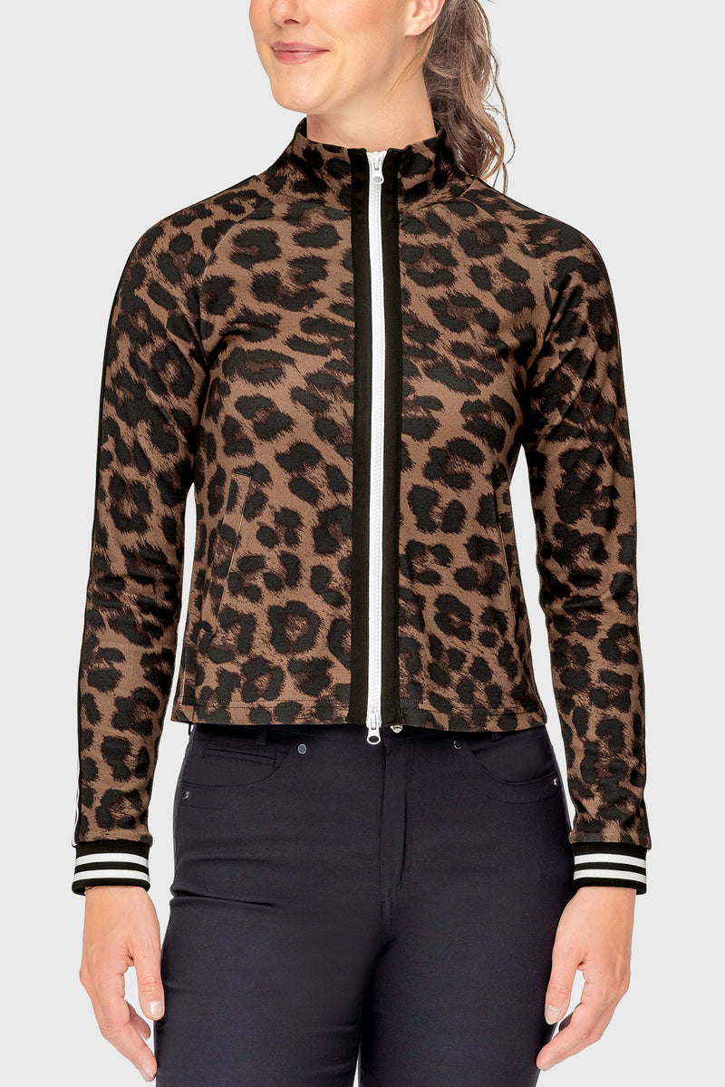 Espresso Leopard Full Zip Track Jacket