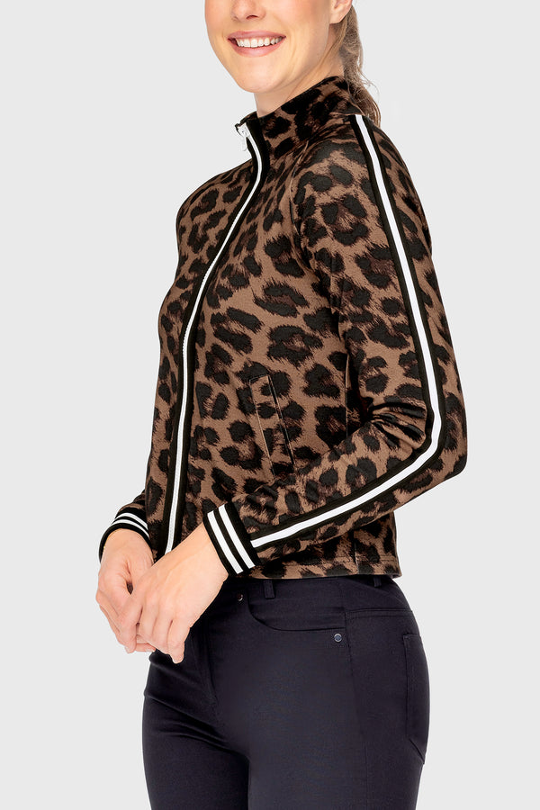 Espresso Leopard Full Zip Track Jacket