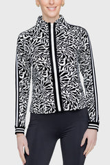 Black & White Climbing Vine Full Zip Track Jacket w/Striped Trim - [Kastel]