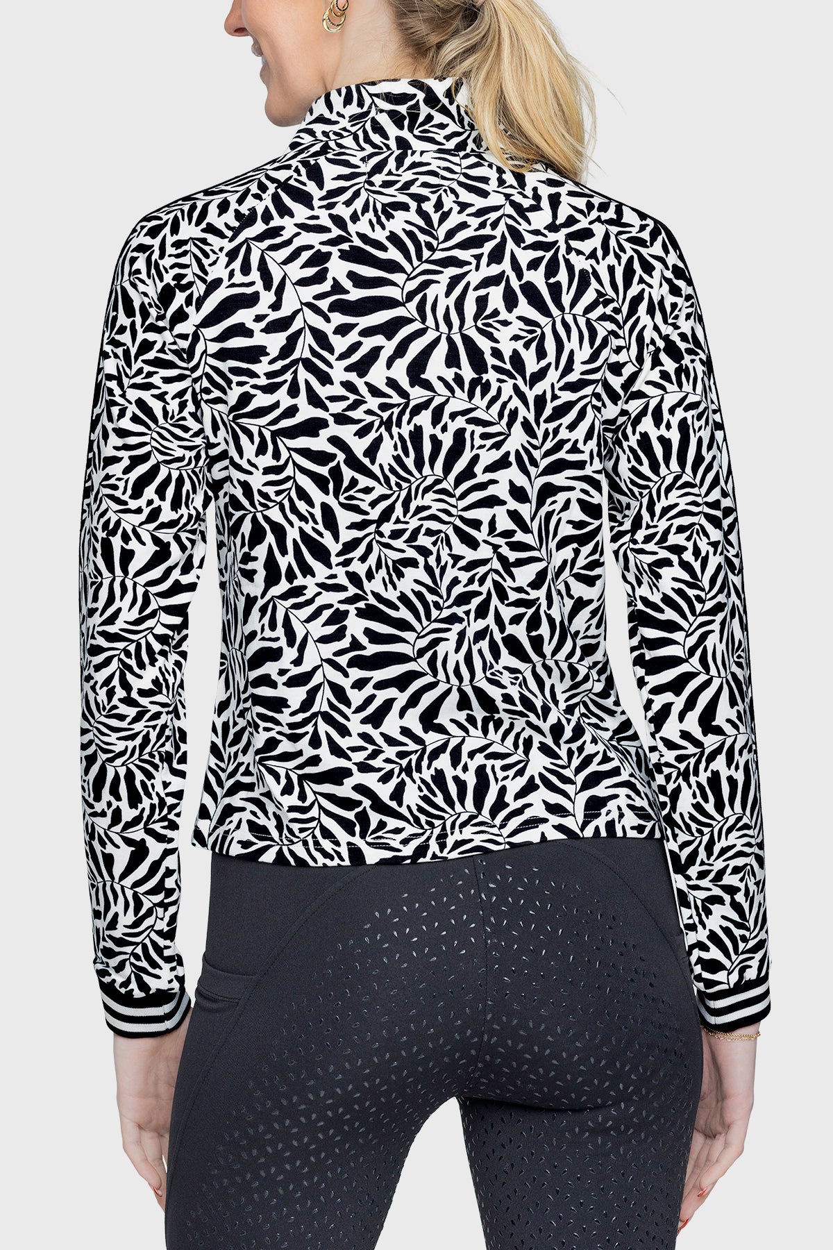 Black & White Climbing Vine Full Zip Track Jacket w/Striped Trim - [Kastel]