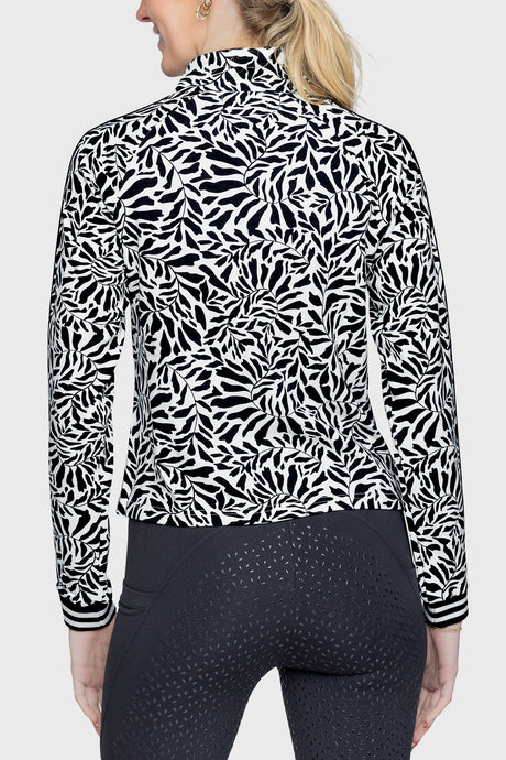 Black & White Climbing Vine Full Zip Track Jacket w/Striped Trim - [Kastel]