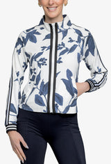Indigo Lithograph Leaf Full Zip Track Jacket w/Striped Trim - [Kastel]