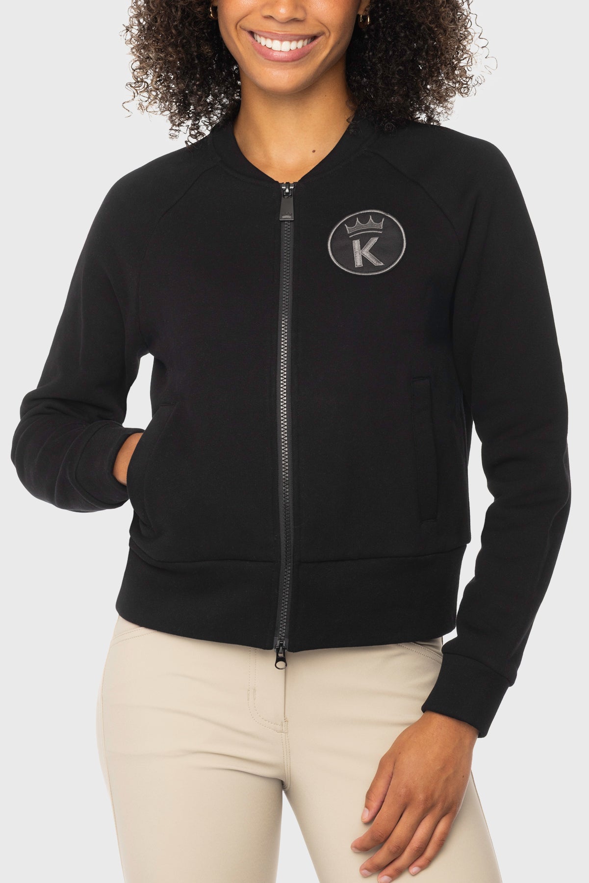 Black Zip-up Varsity Bomber Sweatshirt Kastel Denmark US
