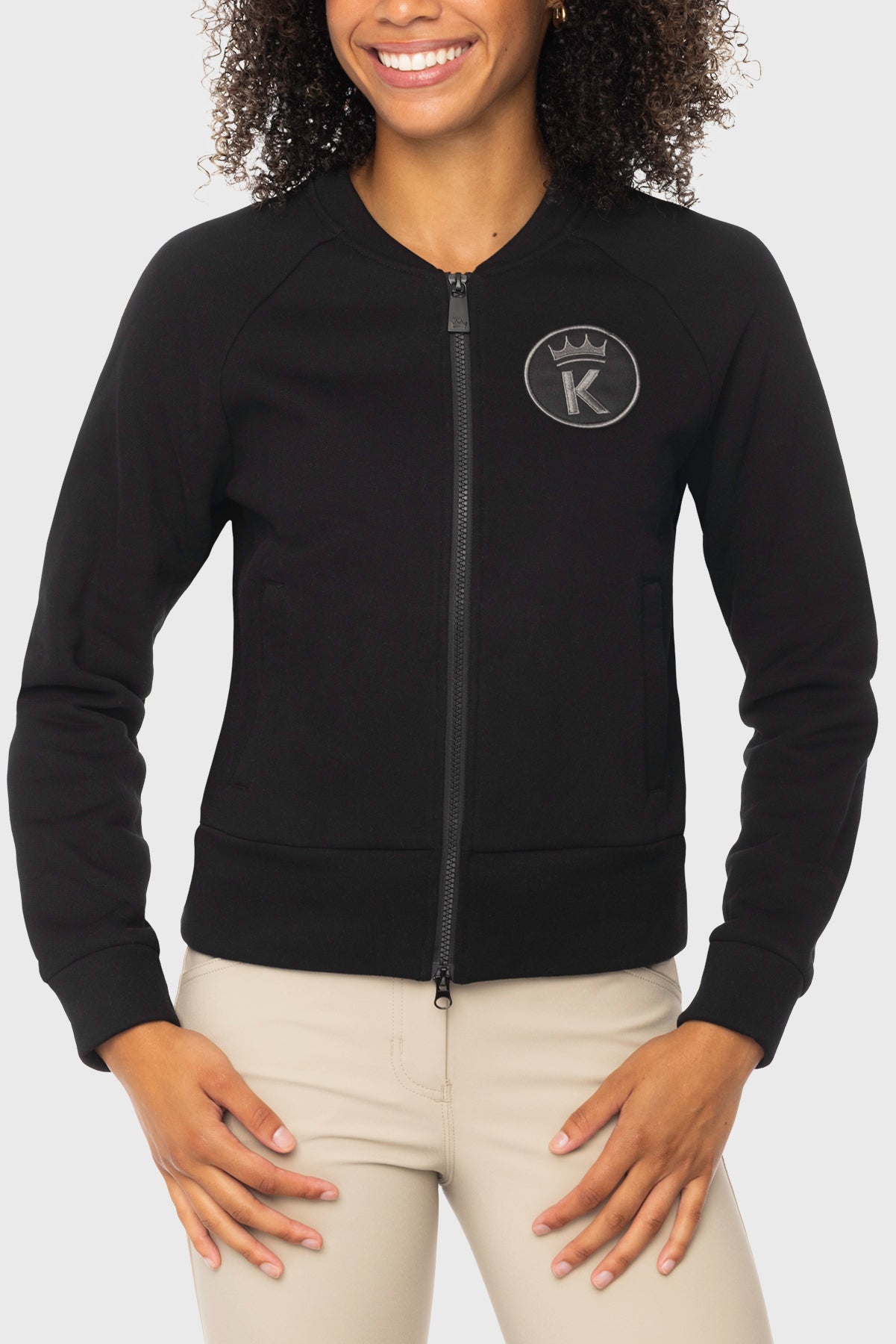 Black Zip-up Varsity Bomber Sweatshirt Kastel Denmark US