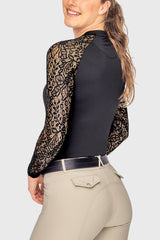 Black Floral Lace Long Sleeve Raglan Crewneck Sun Shirt Kastel Denmark