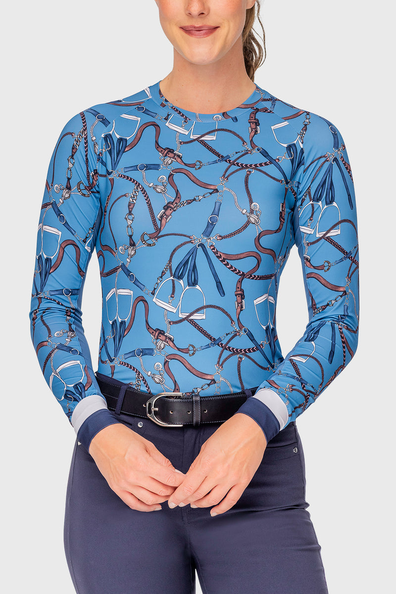 Tahoe Blue Belts Long Sleeve Crewneck Sun Shirt