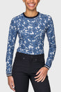 Pacific Blue Wild Rose W/ Striped Cuff Long Sleeve Crewneck Kastel Denmark