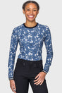 Pacific Blue Wild Rose w/ Striped Cuffs Long Sleeve Crewneck Sun Shirt Kastel Denmark