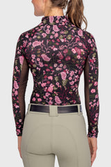 Black Modern Begonia Long Sleeve 1/4 Zip Sun Shirt - [Kastel]