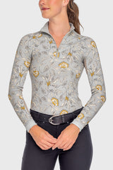 Long Sleeve Dove Vintage Jacobean 1/4 Zip Sun Shirt - [Kastel]