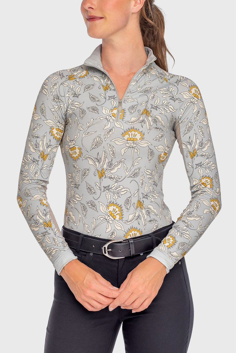 Long Sleeve Dove Vintage Jacobean 1/4 Zip Sun Shirt - [Kastel]