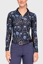 Long Sleeve French Blue Regal Palm 1/4 Zip Sun Shirt - [Kastel]