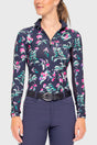 Long Sleeve Navy Garden Blooms  1/4 Zip Sun Shirt - [Kastel]