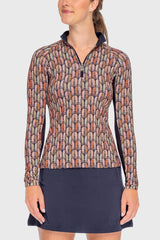 Long Sleeve Navy Plumes 1/4 Zip Sun Shirt - [Kastel]