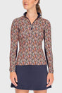 Long Sleeve Navy Plumes 1/4 Zip Sun Shirt - [Kastel]