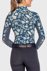 Sailor Blue French Tulip Long Sleeve 1/4 Zip Sun Shirt - [Kastel]