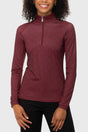 Oxblood Herringbone 1/4 Zip Long Sleeve Top w/Solid Stripe & Collar Kastel Denmark US