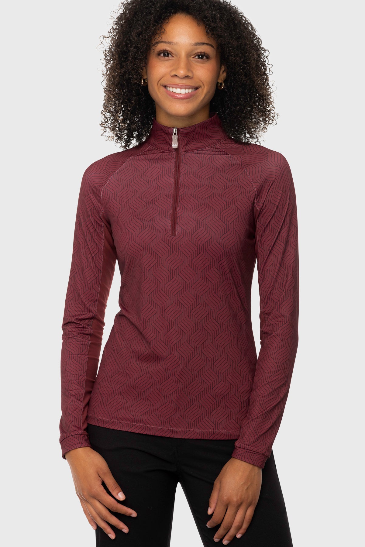 Oxblood Herringbone 1/4 Zip Long Sleeve Sun Shirt Kastel Denmark US