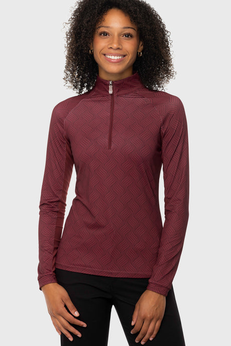 Oxblood Herringbone 1/4 Zip Long Sleeve Sun Shirt Kastel Denmark US