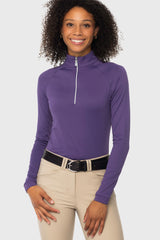 Violet 1/4 Zip Long Sleeve Sun Shirt w/ Silver Zipper Kastel Denmark US