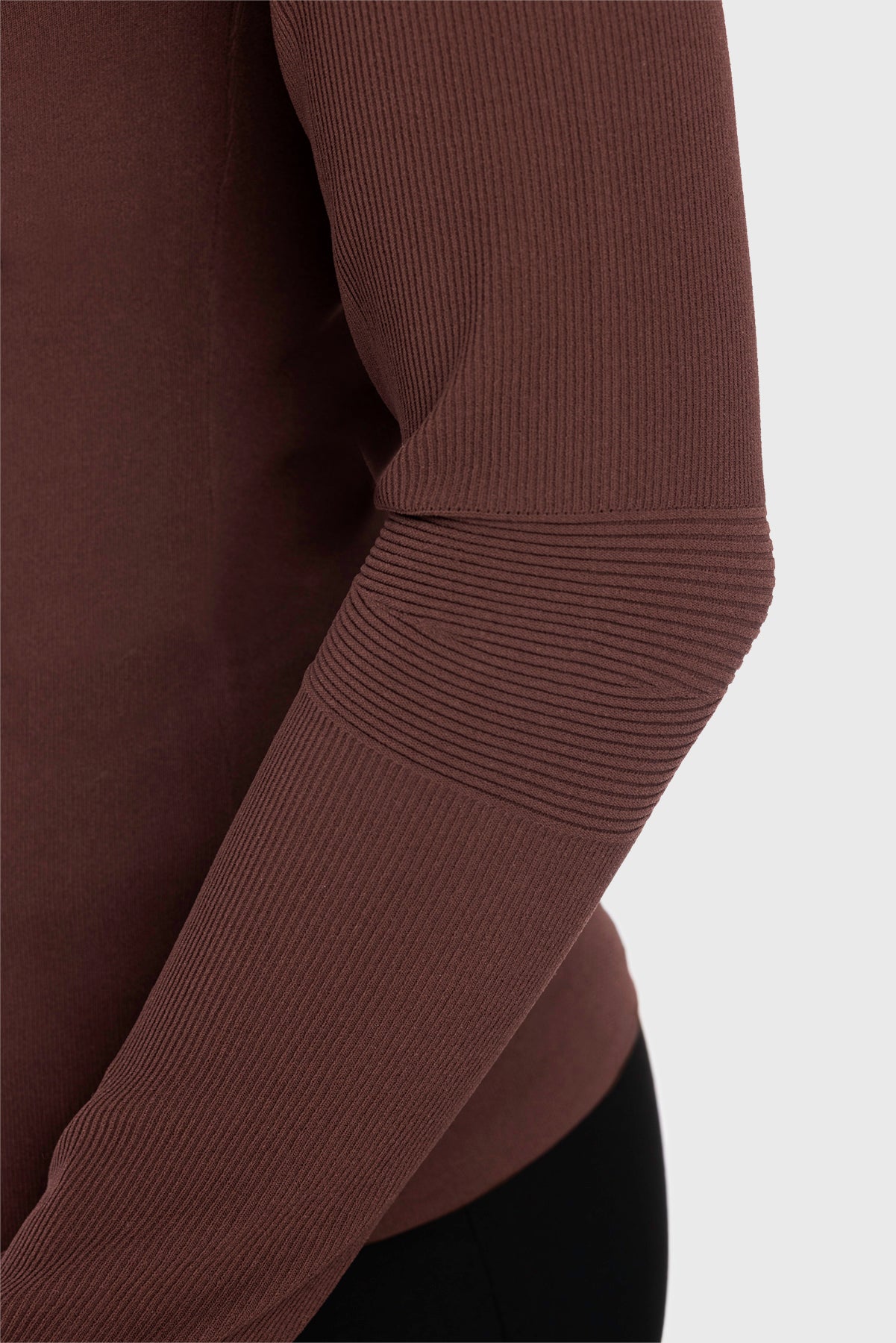 Deep Chocolate Brown Fully Fashioned Knit Sweater w/Crystal Zipper Kastel Denmark US