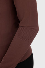 Deep Chocolate Brown Fully Fashioned Knit Sweater w/Crystal Zipper Kastel Denmark US