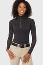 Black 1/4 Zip Long Sleeve Sun Shirt w/ Mesh Sleeves & Lace Insets Kastel Denmark US