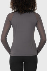 Slate 1/4 Zip Long Sleeve Top w/Mesh Sleeves & Crystal Zipper Kastel Denmark US