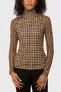 Camel Basketweave Mock Neck Long Sleeve Mesh Raglan Kastel Denmark US
