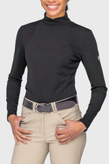Black Perforated Long Sleeve Mock Neck Sun Shirt Kastel Denmark US