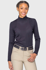 Navy Perforated Long Sleeve Mock Neck Performance Shirt Kastel Denmark US
