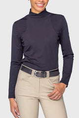 Navy Perforated Long Sleeve Mock Neck Sun Shirt Kastel Denmark US