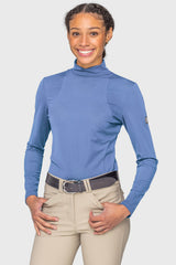 Pacific Blue Perforated Long Sleeve Mock Neck Performance Shirt Kastel Denmark US