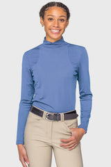 Pacific Blue Perforated Long Sleeve Mock Neck Performance Shirt Kastel Denmark US