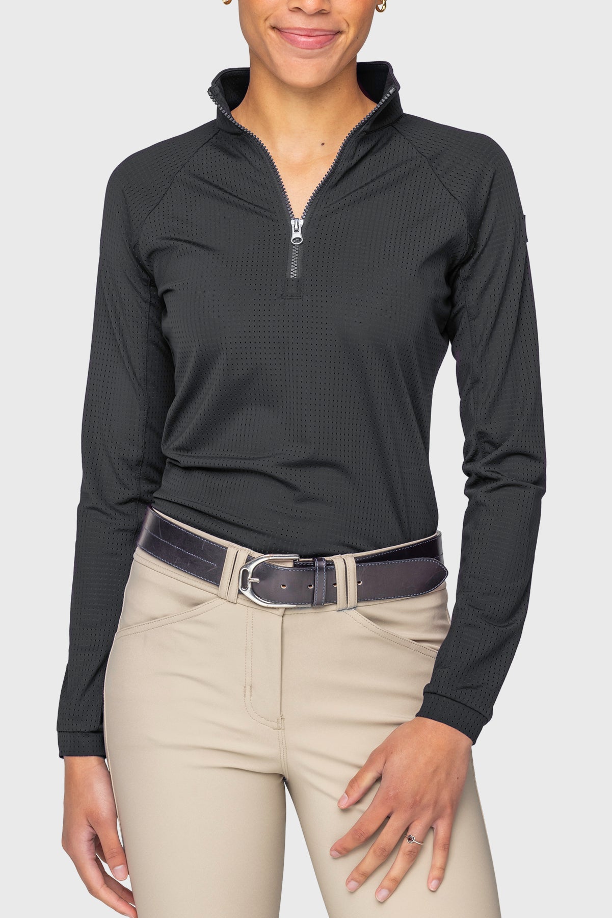 Black Perforated Long Sleeve 1/4 Zip Sun Shirt Kastel Denmark US