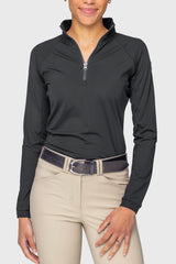 Black Perforated Long Sleeve 1/4 Zip Sun Shirt Kastel Denmark US