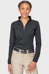 Black Perforated Long Sleeve 1/4 Zip Performance Shirt Kastel Denmark US