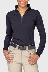 Navy Perforated Long Sleeve 1/4 Zip Sun Shirt Kastel Denmark US
