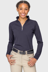 Navy Perforated Long Sleeve 1/4 Zip Performance Shirt Kastel Denmark US