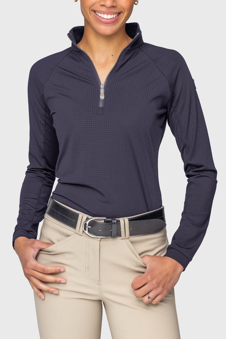 Navy Perforated Long Sleeve 1/4 Zip Performance Shirt Kastel Denmark US